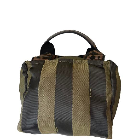 Fendi Roma Pequin Striped Brown Canvas Mini Bag - Picture 10 of 10